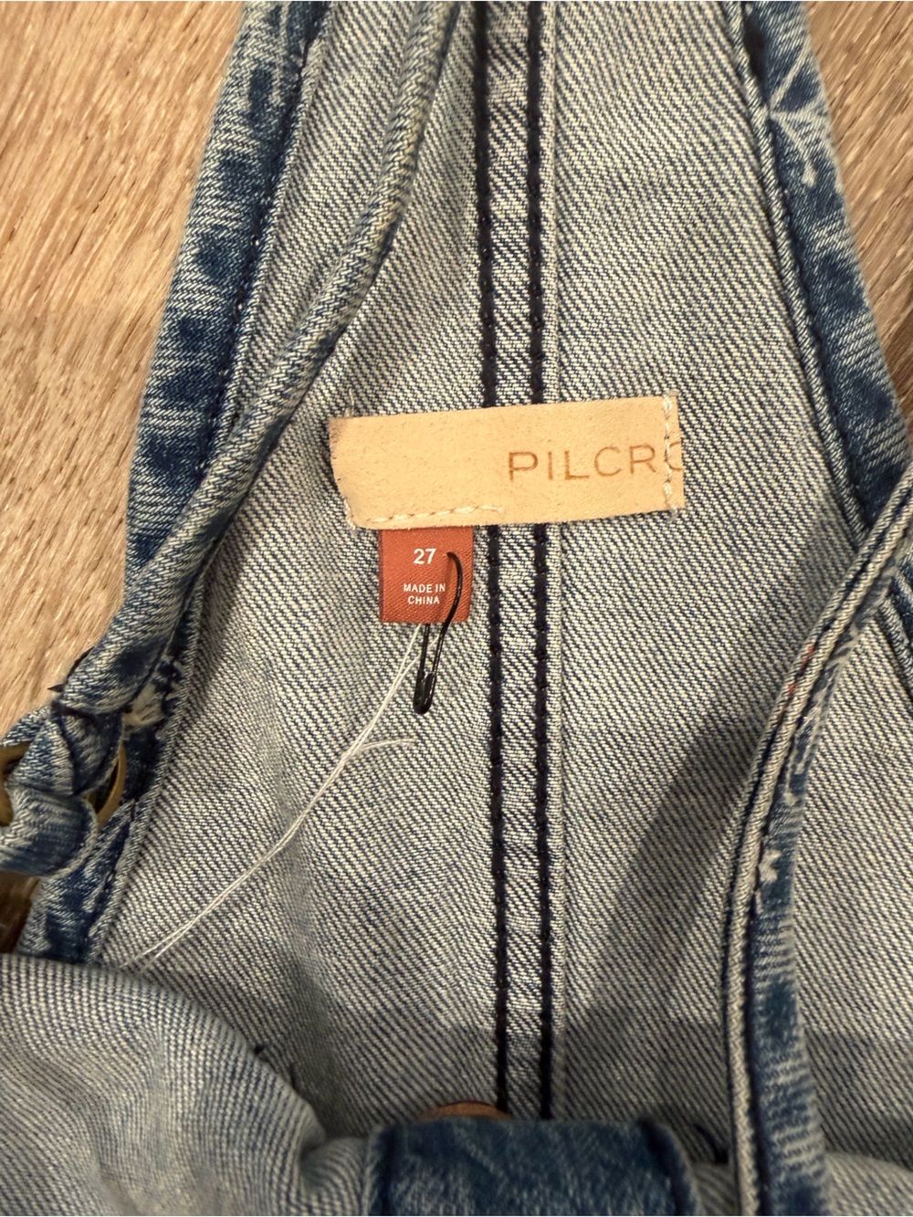 Pilcro Blue Floral Distressed Denim Overalls with Pink Accents - Picture 3 of 4